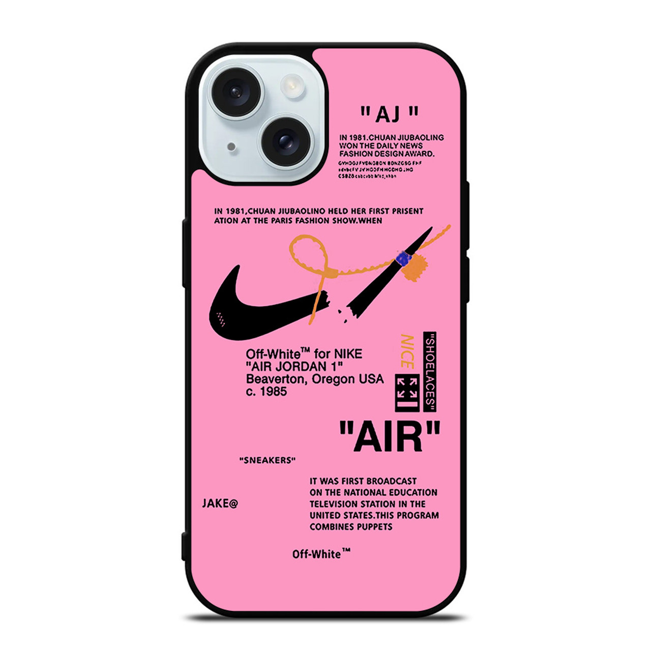 NIKE AIR OFF WHITE PINK iPhone 15 Case Cover